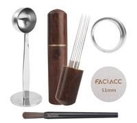 FACIACC Wdt - Set di 5 accessori per espresso, kit per espresso, imbuto dosatore e schermo a disco, 2 in 1, 51 mm, pressino per espresso e cucchiaino da caffè, kit barista, kit espresso in acciaio