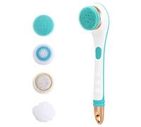 Facial Cleansing Brush,Electric Body Brush Shower Massage Exfoliating Scrubber Soft Silicone USB Rechargeable 2 Speed Spin Cleaning Brush Green