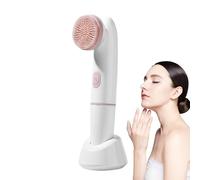 Facial Cleansing Brush, Electric Scrubber Vibration Brush, ABS, Silicone Face Massager Skin Care Tool with Ultrasonic Technology, 2 Heads, Rechargeable for Deep Pore Cleansing, 16x3cm