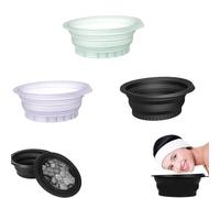 Facial Cold Plunge,Foldable Ice Face Bowl,Portable Foldable Silicone Ice Facial Bowl- Facial Ice Therapy for Skin Tightening, Cold Compress Therapy Kit (Black+Purple+Green)
