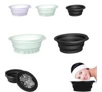 Facial Cold Plunge,Foldable Ice Face Bowl,Portable Foldable Silicone Ice Facial Bowl- Facial Ice Therapy for Skin Tightening, Cold Compress Therapy Kit (Black+Green)