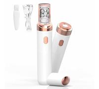 Facial Hair Remover, 2-in-1 Epilator & Shaver For Face, Chin & Upper Lip - Gentle, Painless Hair Removal With Washable Head, Rechargeable & Travel-Friendly (White)