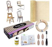 FacilCasa Kit Riparazione Sedie - Paglia di Vienna al Metro Thonet e Cesca, Set Completo con Midollino, 4 Cunei, Scalpello e Manuale Illustrato per Restauro Professionale (KIT 1 Seduta)