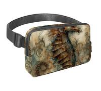 Facile da riporre e accessibilità, marsupio da viaggio per uomini e donne, il marsupio perfetto con cinturino regolabile per passeggiate, escursioni e ciclismo, motivo cavalluccio marino vintage,