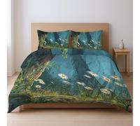facile da stirare resistente allo sbiadimento chiusura perfettamente cucita copripiumino, verde Natura Fiori selvatici 230 * 220cm Adatto per la camera da letto