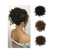 Facile da usare Chignon spettinato, riccio, ondulato, elastico, coulisse, sintetico, coda di cavallo Accessorio(Nero)