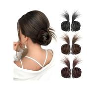 Facile da usare Extension for capelli lisci sintetici con chignon, clip e artiglio, for coda di cavallo Accessorio(Dark Brown)