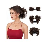 Facile da usare Extension for capelli sintetici con chignon spettinato, corto, liscio naturale, con clip e pettine laterale Accessorio(6)