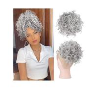 Facile da usare Extension for chignon riccio disordinato, elastico sintetico con coulisse, coda di cavallo ondulata e riccia Accessorio(10AT1001)