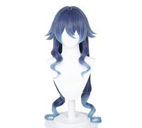 FACILE DA USARE Le nostre parrucche di capelli cor Parrucca lunga blu con capelli ondulati anime e parrucca con frangia