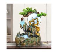 Facile installazione Fontana da Tavolo, Cascata Interno con Nebulizzatore e Alberi Artificiali in Resina, Piccole Statue di Buddha, Sculture Lunari for l'Arredamento dell'Home Office