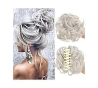 Facile per Capelli Chignon riccio ondulato disordinato con fermaglio for capelli, chignon con fermaglio for capelli, chignon sintetico spettinato Per Donne Ragazze(Grijs)