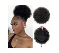 Facile per Capelli Extension for capelli ricci afro con coulisse, lunghezza 4,6,8 pollici, con coulisse, for coda di cavallo, con capelli umani Per Donne Ragazze(4Inches)