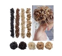 Facile per Capelli Messy Hair Bun DIY Long Synthetic Fibres Wrap Around Wave Curly Updo Hairpieces Per Donne Ragazze(Medium brown)