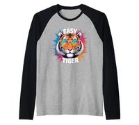 Facile Tiger Divertente Gioco di Parole Tigre Scherzo Umorismo Animale Maglia con Maniche Raglan