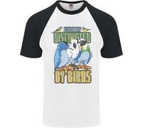 Facilmente Distracted By Bird Watching Uomo S/S Baseball T-Shirt