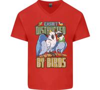 Facilmente Distracted By Bird Watching Uomo Scollo A V Cotone T-Shirt