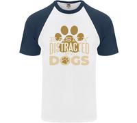 Facilmente Distracted By Cani Divertente Adhd DA UOMO S/S Baseball T-Shirt