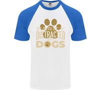 Facilmente Distracted By Cani Divertente Adhd DA UOMO S/S Baseball T-Shirt