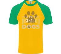 Facilmente Distracted By Cani Divertente Adhd DA UOMO S/S Baseball T-Shirt