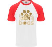 Facilmente Distracted By Cani Divertente Adhd DA UOMO S/S Baseball T-Shirt