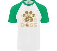 Facilmente Distracted By Cani Divertente Adhd DA UOMO S/S Baseball T-Shirt