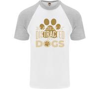 Facilmente Distracted By Cani Divertente Adhd DA UOMO S/S Baseball T-Shirt
