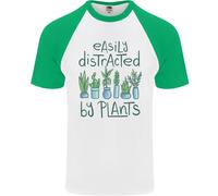 Facilmente Distracted By Piante Botanist Divertente DA UOMO S/S Baseball T-Shirt