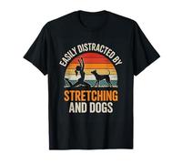 Facilmente distratto allungando i Cani Divertente Yoga Amante dei Cani Maglietta