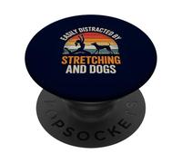 Facilmente distratto allungando i cani divertente yoga amante dei cani PopSockets PopGrip Adesivo