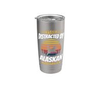 Facilmente distratto da Alaskan Malamute Retro Sunset Bicchiere termico in acciaio inox doppia parete