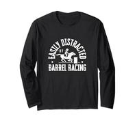 Facilmente distratto da Barrel Racing Funny Barrel Racer Maglia a Manica