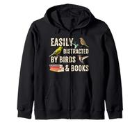 Facilmente distratto da Birds & Books Vintage Funny Birder Felpa con Cappuccio