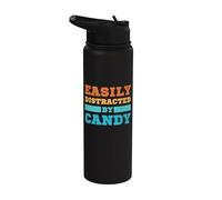 Facilmente distratto da Candy Funny Sweets Lover Stainless Steel Insulated Water Bottle
