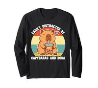 Facilmente distratto da Capybaras e Boba Graphic Kids Teens Maglia a Manica