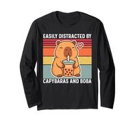 Facilmente distratto da Capybaras e Boba Graphic Kids Teens Maglia a Manica