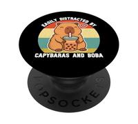 Facilmente distratto da Capybaras e Boba Graphic Kids Teens PopSockets PopGrip Adesivo