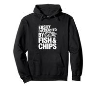 Facilmente distratto da Fish And Chips Funny Food Lover Felpa con Cappuccio