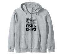 Facilmente distratto da Fish And Chips Funny Food Lover Felpa con Cappuccio