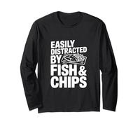 Facilmente distratto da Fish And Chips Funny Food Lover Maglia a Manica