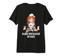 Facilmente distratto da Gatti Amante Donna Ragazza Gatto Mamma Maglietta Premium