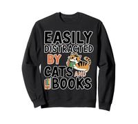 Facilmente distratto da gatti e amanti dei libri Lettura divertente Felpa