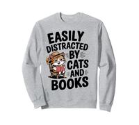 Facilmente distratto da gatti e amanti dei libri Lettura divertente Felpa