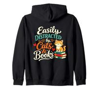 Facilmente distratto da Gatti e Libri Divertente Adorabile Topo di Biblioteca Felpa con Cappuccio