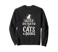Facilmente distratto da Gatti e Libri Lettore Divertente giocoso Felpa