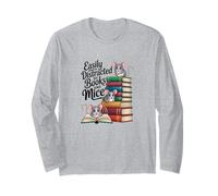 Facilmente distratto da Libri e Topi, Amanti del Libro e del Mouse Maglia a Manica