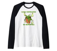 Facilmente distratto da Nepenthes Funny Brocca Plant Maglia con Maniche Raglan