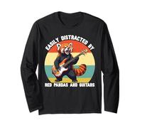 Facilmente distratto da Red Pandas e Guitars Graphic Maglia a Manica