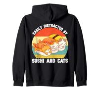 Facilmente distratto da Sushi e Gatti Donne Ragazze Bambini Ragazzi Felpa con Cappuccio