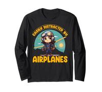 Facilmente distratto dagli aerei Funny Woman Pilot Maglia a Manica